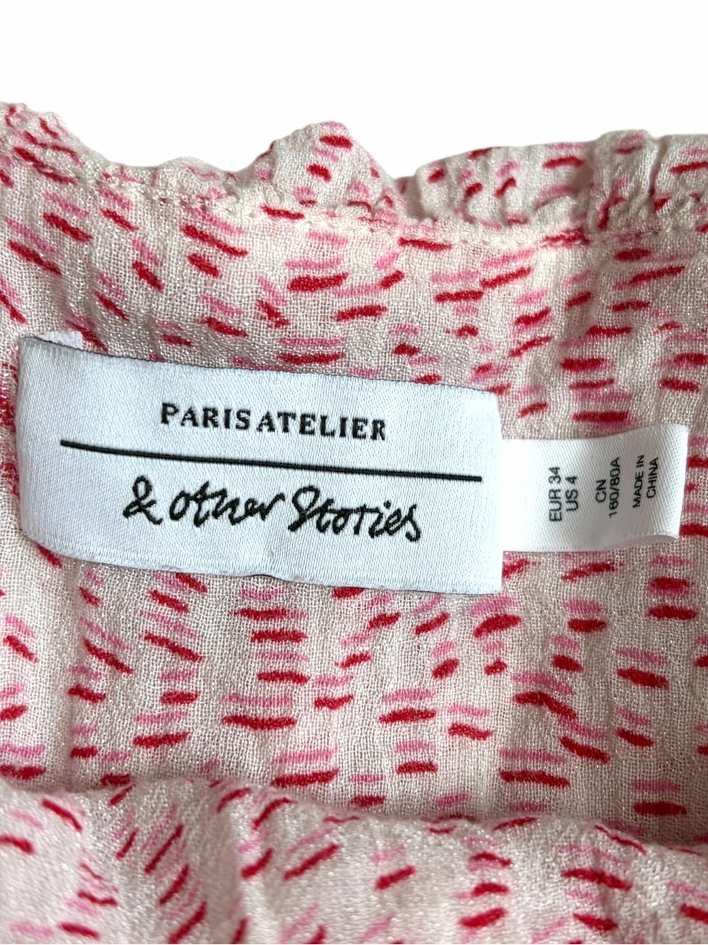 & Other Stories Red Pink Romantic Off the Shoulder Ruffle Blouse 4 - Picture 4 of 4